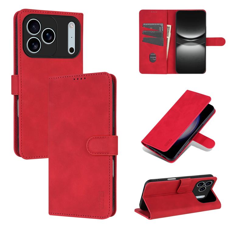 For iPhone 17 Pro AZNS Skin Feel Calf Texture Flip Leather Phone Case(Red) by AZNS