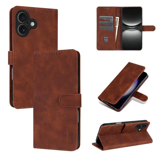 For iPhone 17 AZNS Skin Feel Calf Texture Flip Leather Phone Case(Brown) by AZNS