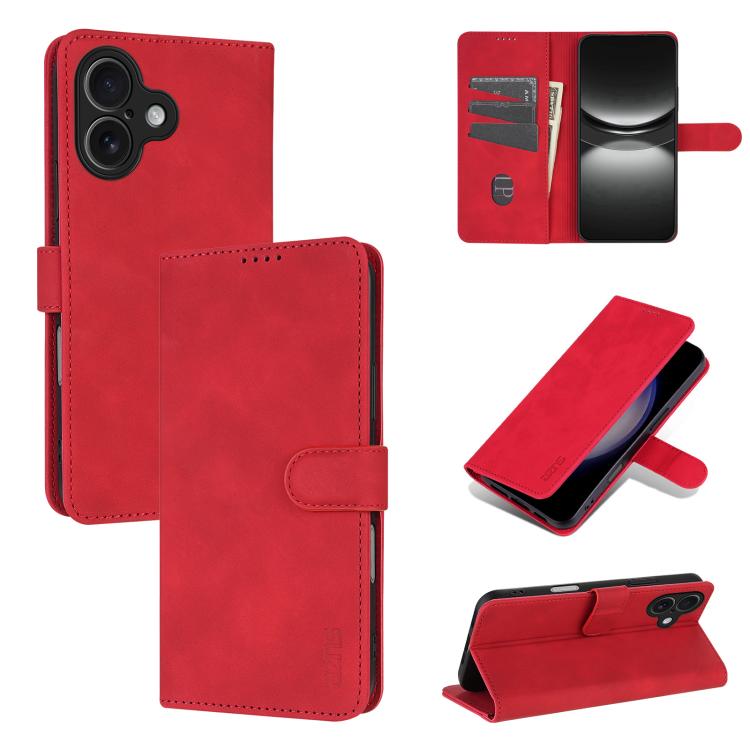 For iPhone 17 AZNS Skin Feel Calf Texture Flip Leather Phone Case(Red) by AZNS