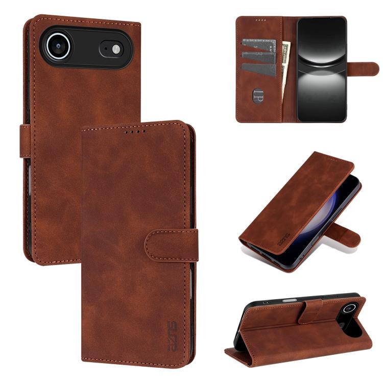 For iPhone Air AZNS Skin Feel Calf Texture Flip Leather Phone Case(Brown) by AZNS