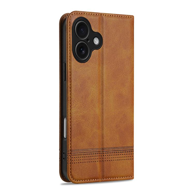 For iPhone 17 AZNS Magnetic Calf Texture Flip Leather Phone Case(Light Brown) by AZNS
