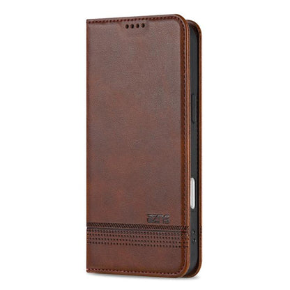 For iPhone 17 AZNS Magnetic Calf Texture Flip Leather Phone Case(Dark Brown) by AZNS