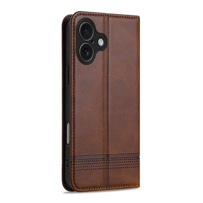 For iPhone 17 AZNS Magnetic Calf Texture Flip Leather Phone Case(Dark Brown) by AZNS