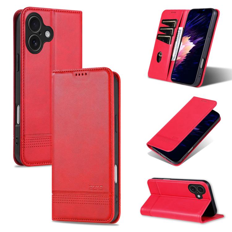 For iPhone 17 AZNS Magnetic Calf Texture Flip Leather Phone Case(Red) by AZNS