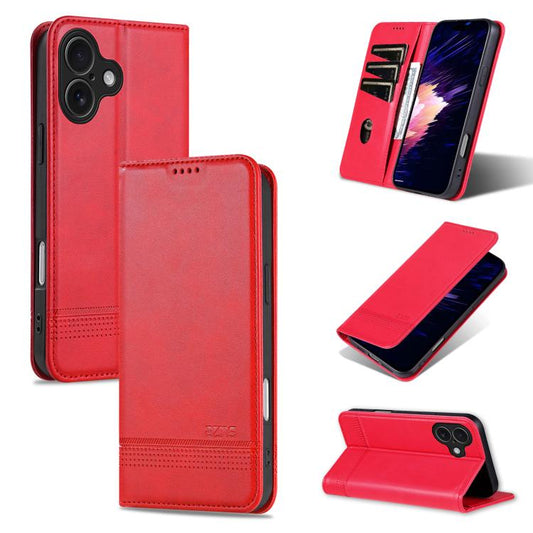 For iPhone 17 AZNS Magnetic Calf Texture Flip Leather Phone Case(Red) by AZNS