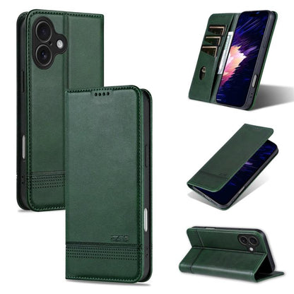 For iPhone 17 AZNS Magnetic Calf Texture Flip Leather Phone Case(Dark Green) by AZNS