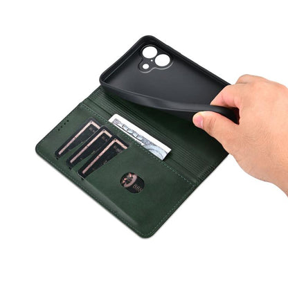 For iPhone 17 AZNS Magnetic Calf Texture Flip Leather Phone Case(Dark Green) by AZNS