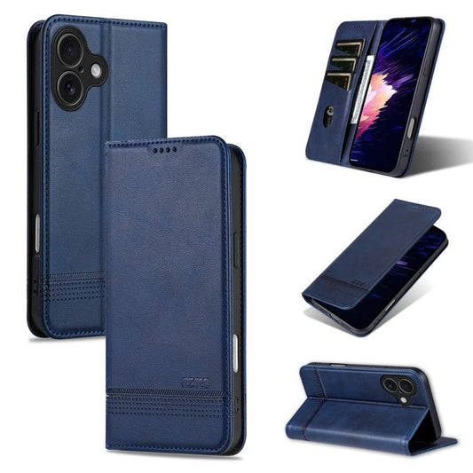 For iPhone 17 AZNS Magnetic Calf Texture Flip Leather Phone Case(Dark Blue) by AZNS