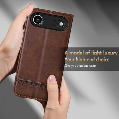 For iPhone Air AZNS Magnetic Calf Texture Flip Leather Phone Case(Light Brown) by AZNS