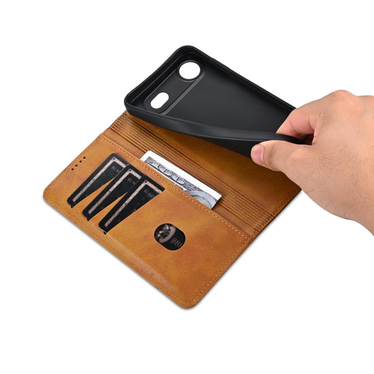 For iPhone Air AZNS Magnetic Calf Texture Flip Leather Phone Case(Light Brown) by AZNS