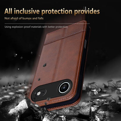 For iPhone Air AZNS Magnetic Calf Texture Flip Leather Phone Case(Light Brown) by AZNS