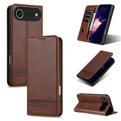 For iPhone Air AZNS Magnetic Calf Texture Flip Leather Phone Case(Dark Brown) by AZNS