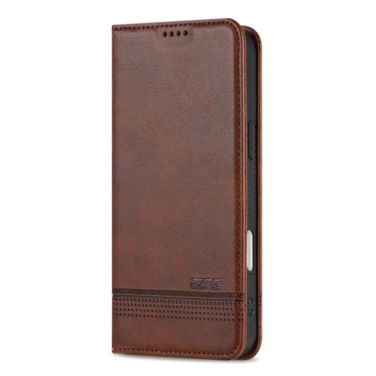 For iPhone Air AZNS Magnetic Calf Texture Flip Leather Phone Case(Dark Brown) by AZNS