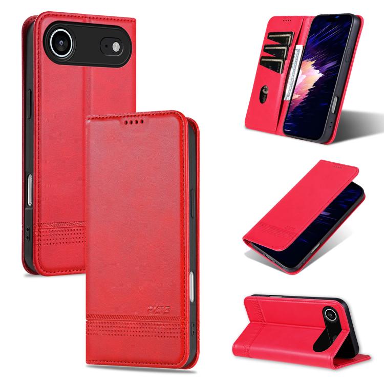 For iPhone Air AZNS Magnetic Calf Texture Flip Leather Phone Case(Red) by AZNS