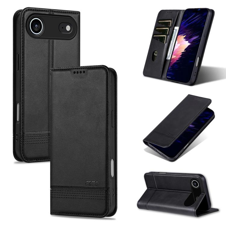 For iPhone Air AZNS Magnetic Calf Texture Flip Leather Phone Case(Black) by AZNS