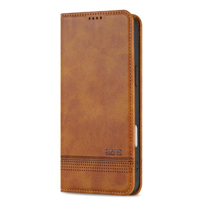 For iPhone 17 Pro AZNS Magnetic Calf Texture Flip Leather Phone Case(Light Brown) by AZNS