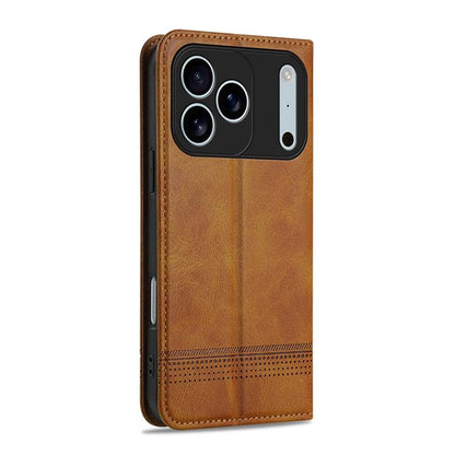For iPhone 17 Pro AZNS Magnetic Calf Texture Flip Leather Phone Case(Light Brown) by AZNS