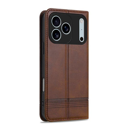 For iPhone 17 Pro AZNS Magnetic Calf Texture Flip Leather Phone Case(Dark Brown) by AZNS