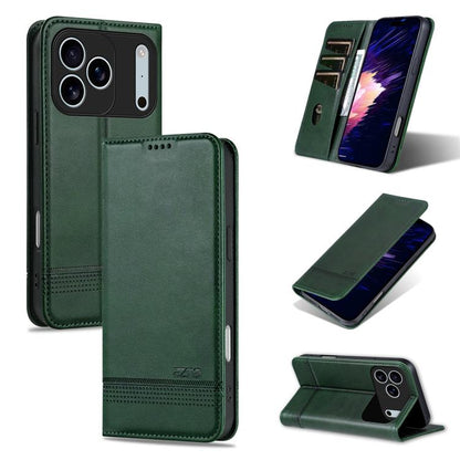 For iPhone 17 Pro AZNS Magnetic Calf Texture Flip Leather Phone Case(Dark Green) by AZNS