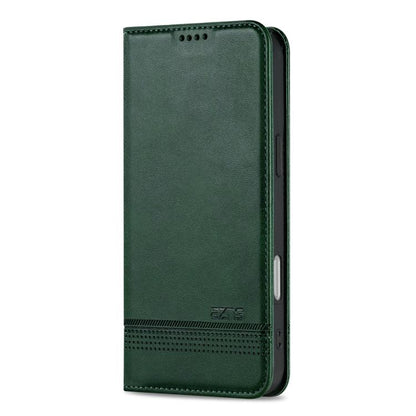 For iPhone 17 Pro AZNS Magnetic Calf Texture Flip Leather Phone Case(Dark Green) by AZNS