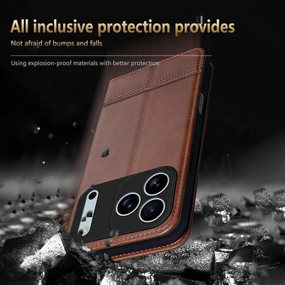 For iPhone 17 Pro Max AZNS Magnetic Calf Texture Flip Leather Phone Case(Light Brown) by AZNS