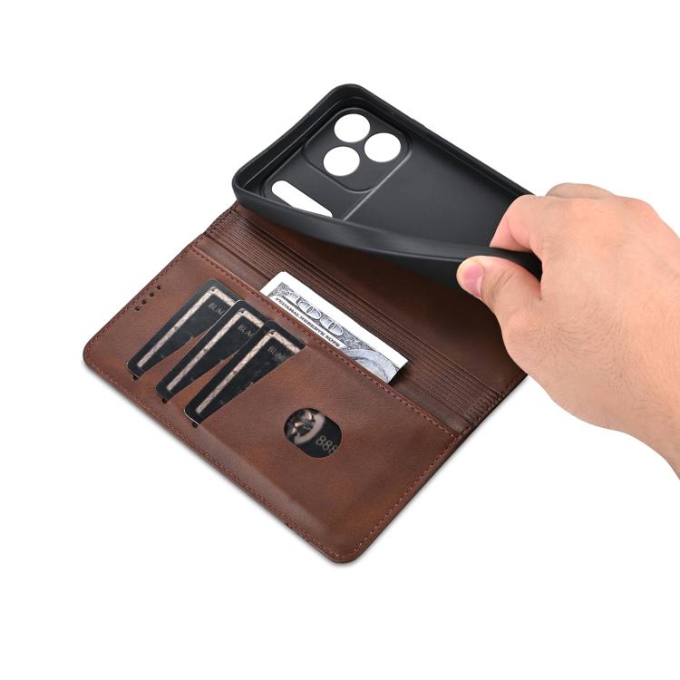 For iPhone 17 Pro Max AZNS Magnetic Calf Texture Flip Leather Phone Case(Dark Brown) by AZNS