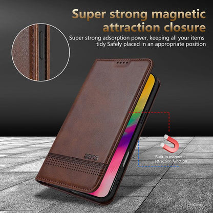 For iPhone 17 Pro Max AZNS Magnetic Calf Texture Flip Leather Phone Case(Dark Brown) by AZNS
