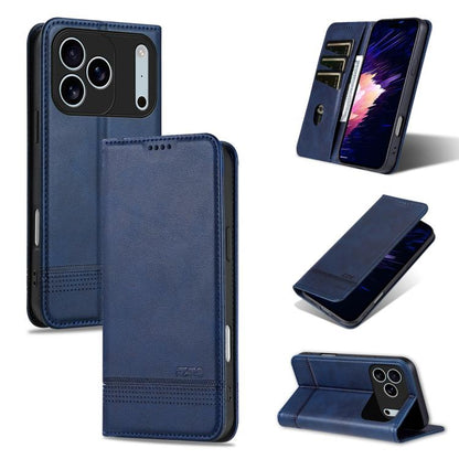 For iPhone 17 Pro Max AZNS Magnetic Calf Texture Flip Leather Phone Case(Dark Blue) by AZNS