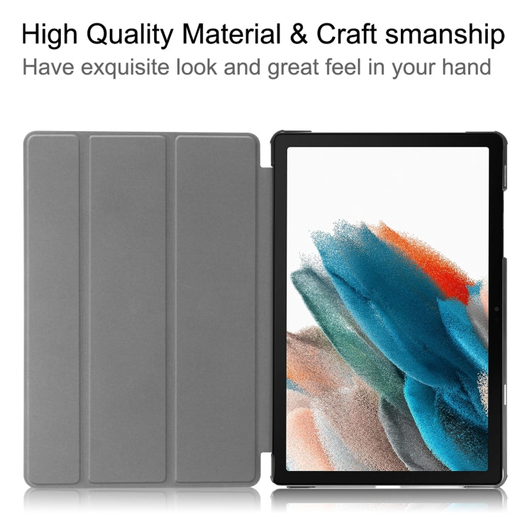 For Samsung Galaxy Tab A9 / Tab A11 Custer Painted 3-Fold Holder Smart Leather Tablet Case(Big Eye) by bashfashion