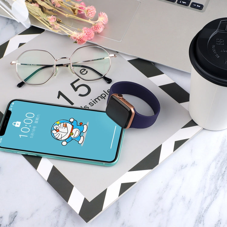 For Apple Watch Series 7 41mm / 6 & SE & 5 & 4 40mm / 3 & 2 & 1 38mm Solid Color Elastic Silicone Watch Band, Size:M 143mm(Sapphire Blue) by bashfashion