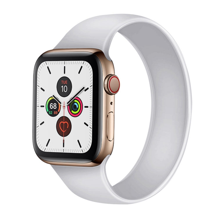 For Apple Watch Series 9&8&7 41mm / SE 3&SE 2&6&SE&5&4 40mm / 3&2&1 38mm Solid Color Elastic Silicone Watch Band, Size:L 156mm(White) by bashfashion