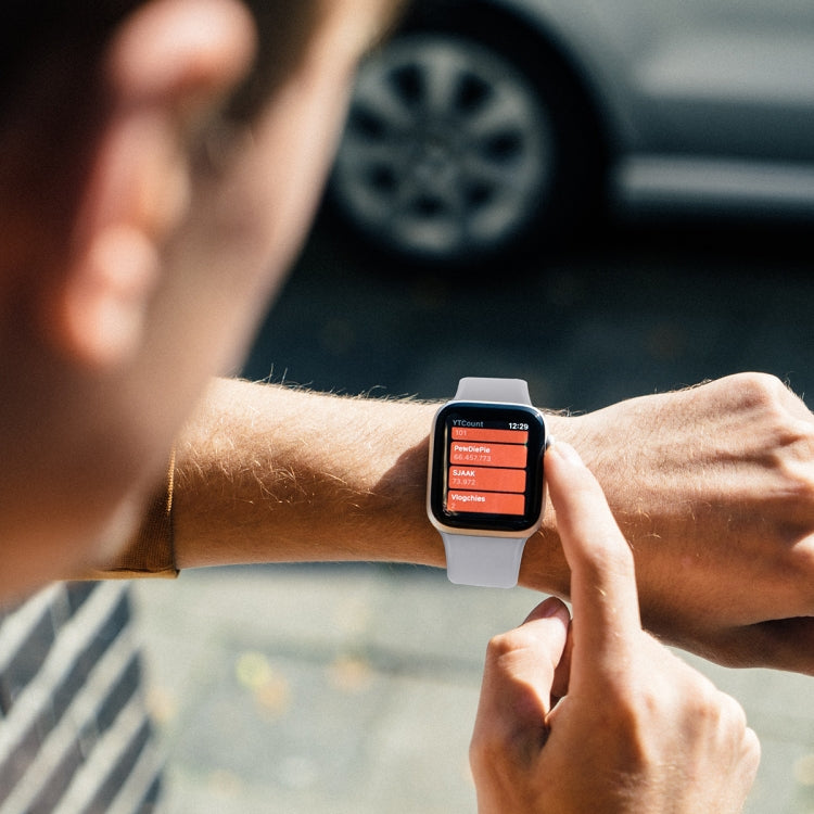 For Apple Watch Series 9&8&7 41mm / SE 3&SE 2&6&SE&5&4 40mm / 3&2&1 38mm Solid Color Elastic Silicone Watch Band, Size:L 156mm(White) by bashfashion