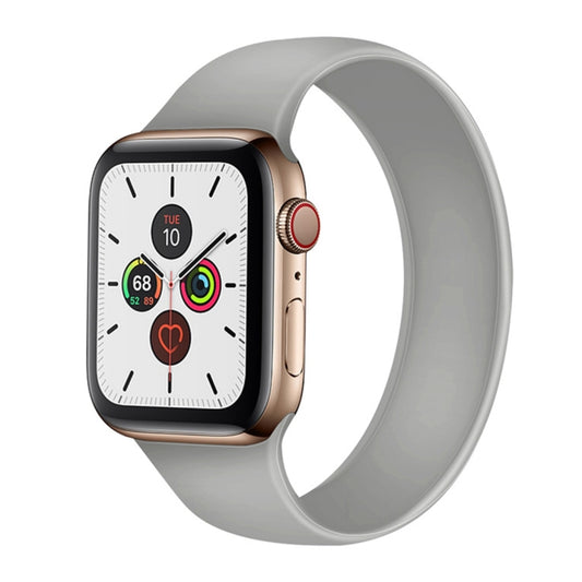 For Apple Watch Series 9&8&7 41mm / SE 3&SE 2&6&SE&5&4 40mm / 3&2&1 38mm Solid Color Elastic Silicone Watch Band, Size:L 156mm(Grey) by bashfashion