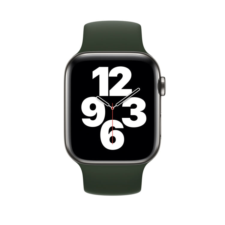 For Apple Watch Ultra 49mm&Watch Ultra 2 49mm / Series 9&8&7 45mm / SE 3&SE 2&6&SE&5&4 44mm / 3&2&1 42mm Solid Color Elastic Silicone Watch Band, Size:L 156mm (Dark Green) by bashfashion