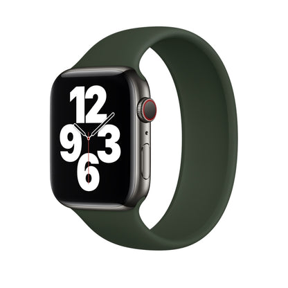For Apple Watch Ultra 49mm&Watch Ultra 2 49mm / Series 9&8&7 45mm / SE 3&SE 2&6&SE&5&4 44mm / 3&2&1 42mm Solid Color Elastic Silicone Watch Band, Size:L 156mm (Dark Green) by bashfashion