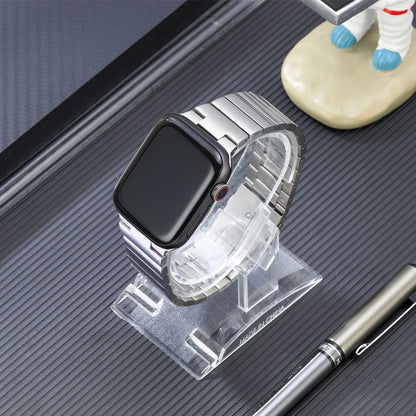 For Apple Watch Series 8 41mm Flat Buckle Stainless Steel Watch Band(Silver) by bashfashion