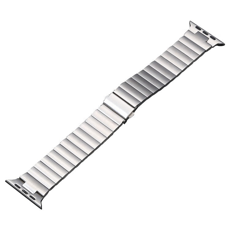 For Apple Watch Series 9 45mm Flat Buckle Stainless Steel Watch Band(Silver) by bashfashion