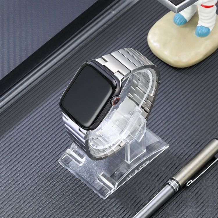 For Apple Watch SE 2023 44mm Flat Buckle Stainless Steel Watch Band(Silver) by bashfashion