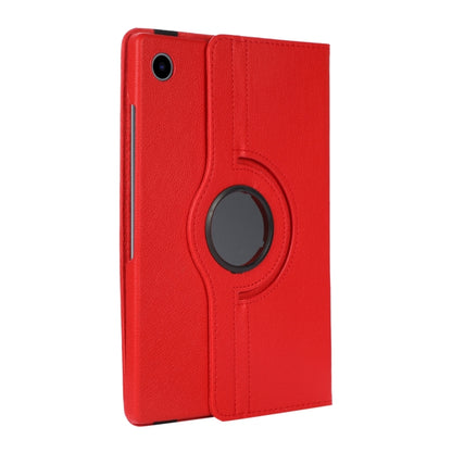 For Samsung Galaxy Tab A9 / Tab A11 Litchi Texture 360 Degrees Rotation Holder Leather Tablet Case(Red) by bashfashion