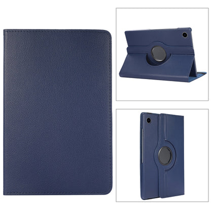 For Samsung Galaxy Tab A9 / Tab A11 Litchi Texture 360 Degrees Rotation Holder Leather Tablet Case(Blue) by bashfashion