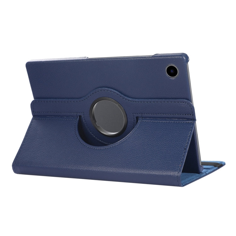 For Samsung Galaxy Tab A9 / Tab A11 Litchi Texture 360 Degrees Rotation Holder Leather Tablet Case(Blue) by bashfashion