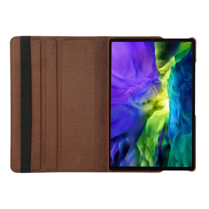 For Samsung Galaxy Tab A9 / Tab A11 Litchi Texture 360 Degrees Rotation Holder Leather Tablet Case(Brown) by bashfashion