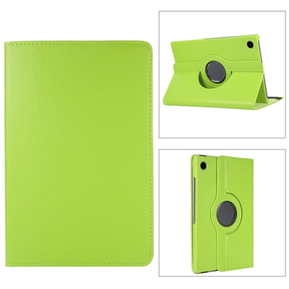 For Samsung Galaxy Tab A9 / Tab A11 Litchi Texture 360 Degrees Rotation Holder Leather Tablet Case(Green) by bashfashion