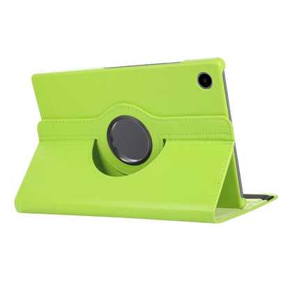 For Samsung Galaxy Tab A9 / Tab A11 Litchi Texture 360 Degrees Rotation Holder Leather Tablet Case(Green) by bashfashion