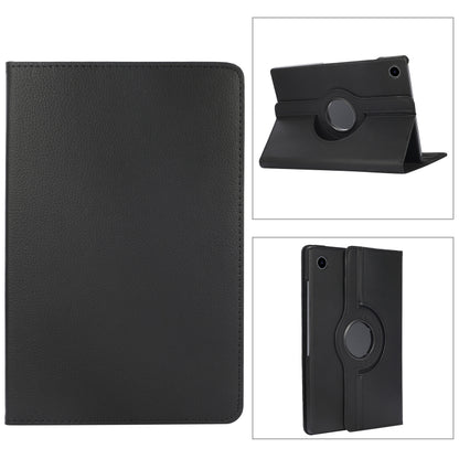 For Samsung Galaxy Tab A9+ / Tab A11+ Litchi Texture 360 Degrees Rotation Holder Leather Tablet Case(Black) by bashfashion