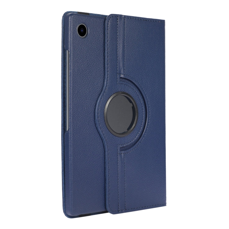 For Samsung Galaxy Tab A9+ / Tab A11+ Litchi Texture 360 Degrees Rotation Holder Leather Tablet Case(Blue) by bashfashion