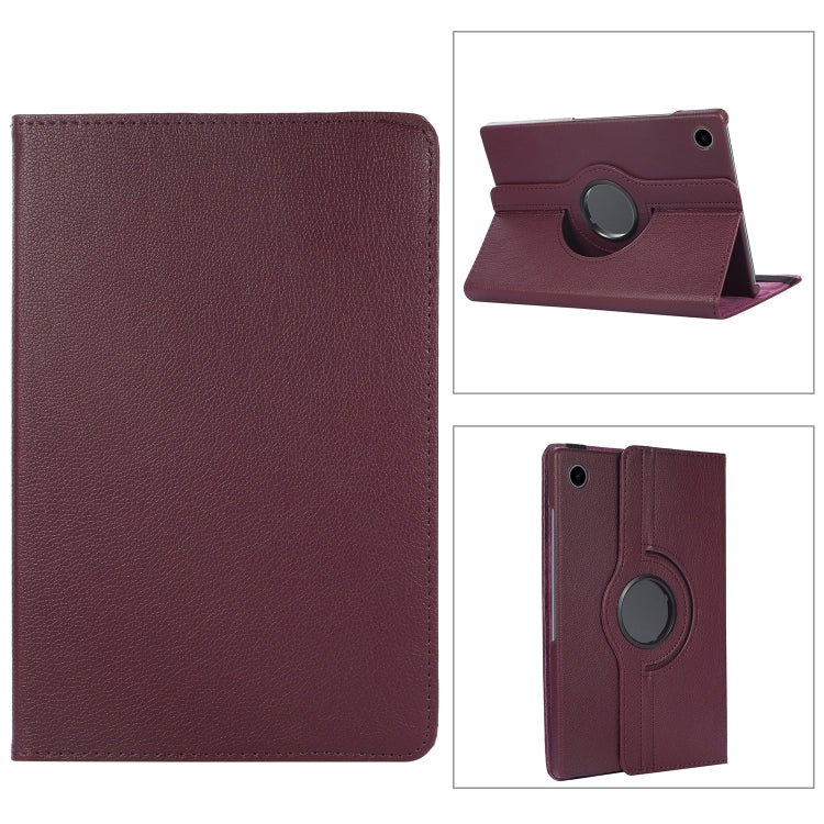 For Samsung Galaxy Tab A9+ / Tab A11+ Litchi Texture 360 Degrees Rotation Holder Leather Tablet Case(Purple) by bashfashion