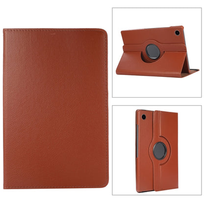 For Samsung Galaxy Tab A9+ / Tab A11+ Litchi Texture 360 Degrees Rotation Holder Leather Tablet Case(Brown) by bashfashion