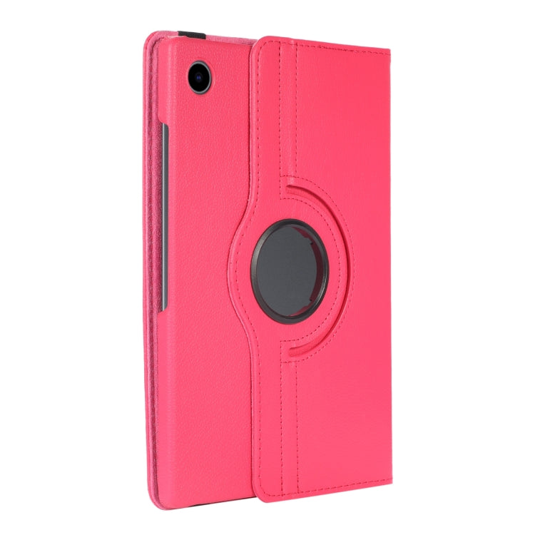 For Samsung Galaxy Tab A9+ / Tab A11+ Litchi Texture 360 Degrees Rotation Holder Leather Tablet Case(Rose Red) by bashfashion