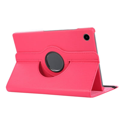 For Samsung Galaxy Tab A9+ / Tab A11+ Litchi Texture 360 Degrees Rotation Holder Leather Tablet Case(Rose Red) by bashfashion